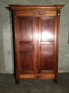 Antique and Elegant Empire Wardrobe in Walnut and Walnut Burl_car 915
